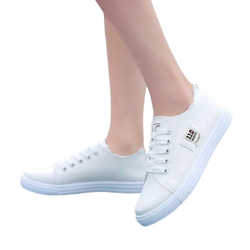 White canvas sneakers.
