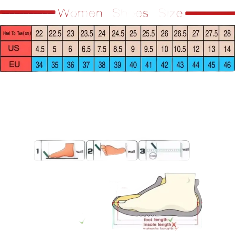 Women’s shoe size chart.