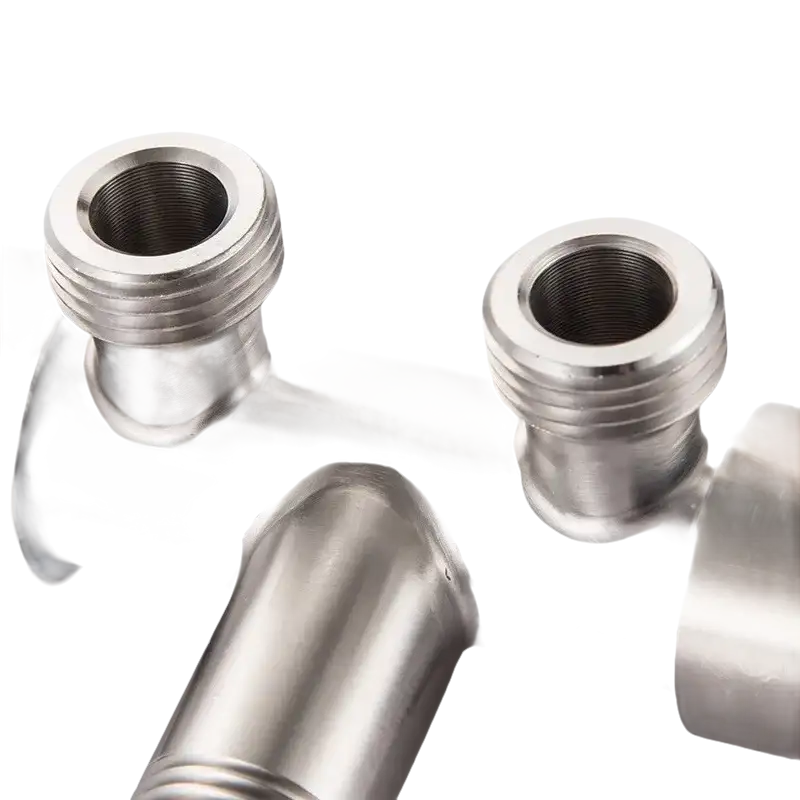 Metal pipe fitting with threaded ends.