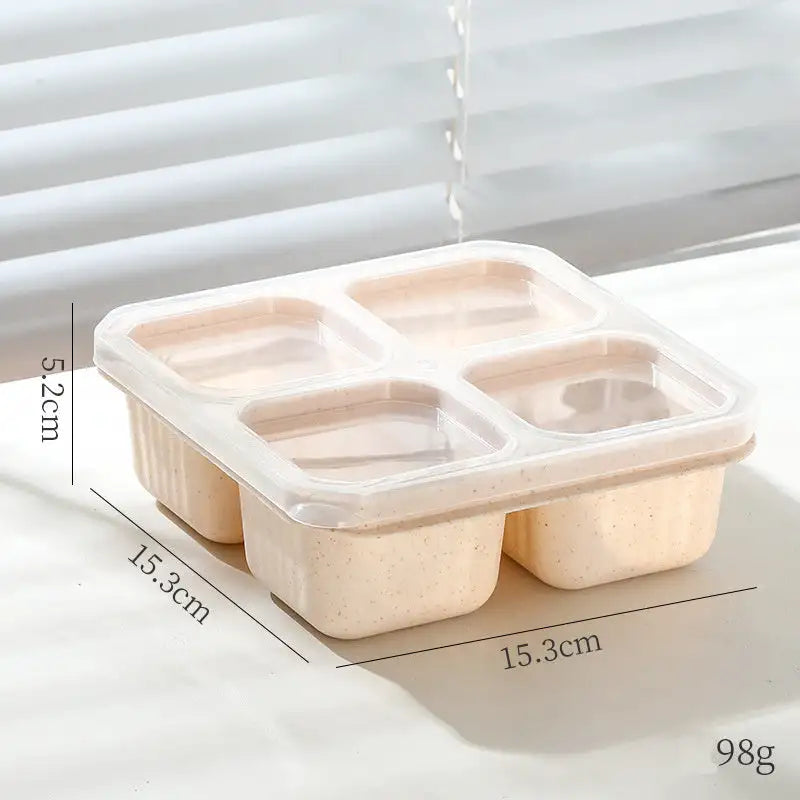 4-Compartment Snack Keeper with Clear Lids - 670ml / Beige