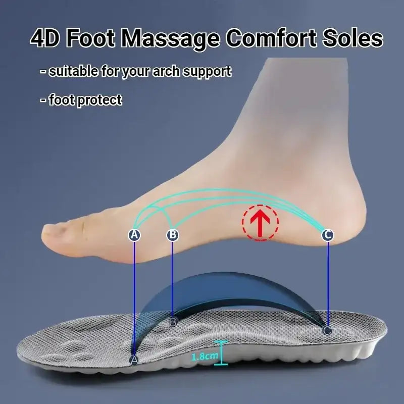 2023 4D Massage Insoles Super Soft Sports Shoes Insole for Feet Running Baskets Shoe Sole Arch Support Orthopedic