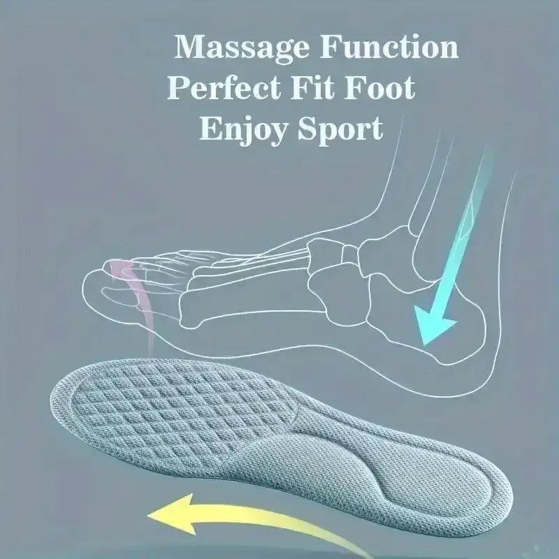 1pair 5D Sports Insoles invisible inner raised insole for male and female comfort with a soft sole and full cushion