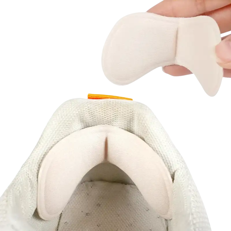 Beige anti-drop heel pads.