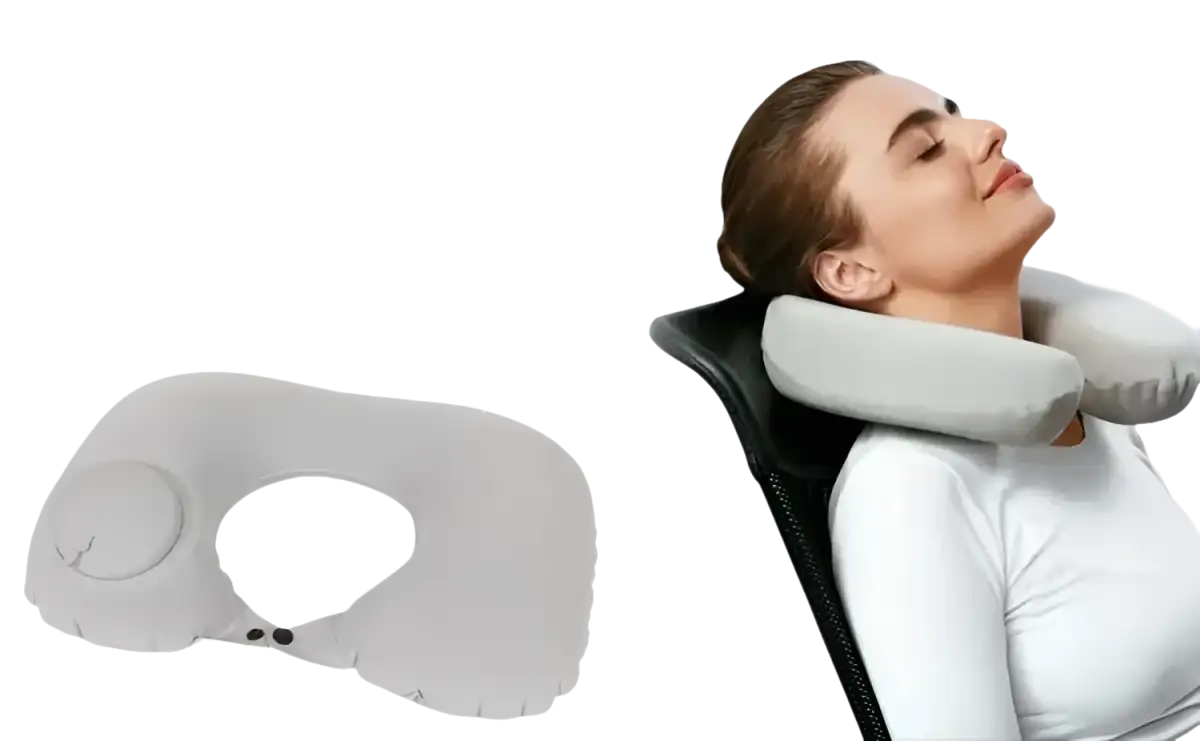 Airpillo Inflatable Neck Pillow with Trendy Chill Vibes for comfy travel nights