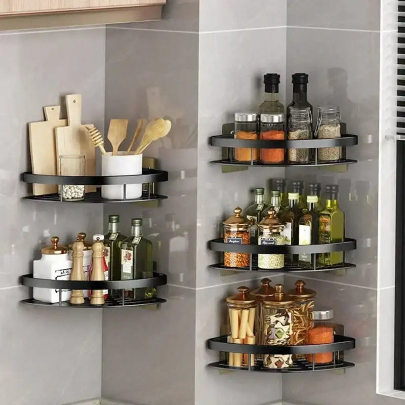 Storage Organizer Shower Shelf Bathroom Shelf Aluminum Alloy Shampoo Rack Makeup Bathroom Accessories No Drill Wall