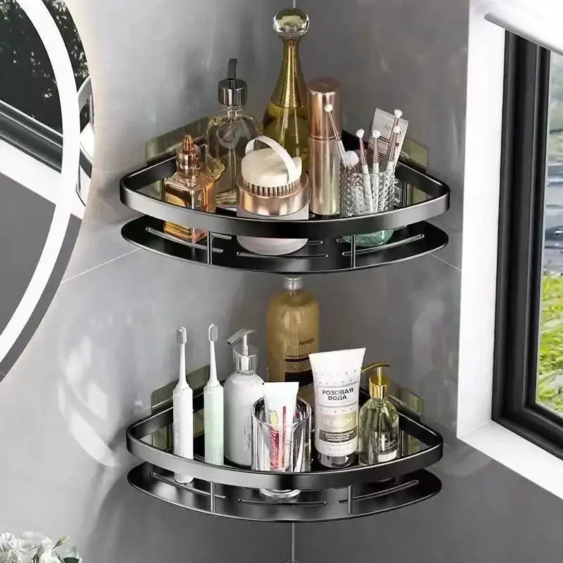 Storage Organizer Shower Shelf Bathroom Shelf Aluminum Alloy Shampoo Rack Makeup Bathroom Accessories No Drill Wall