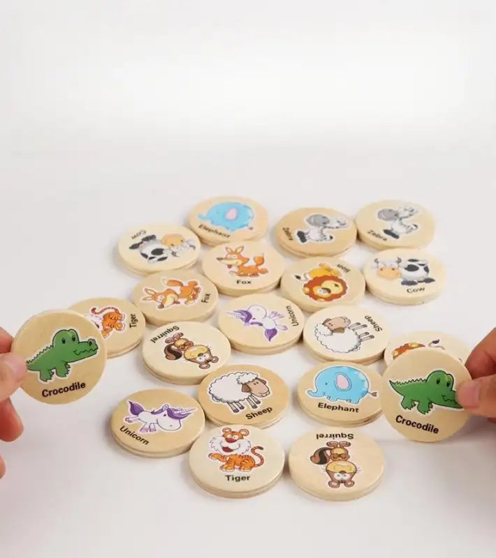 Animal-themed matching game tiles.