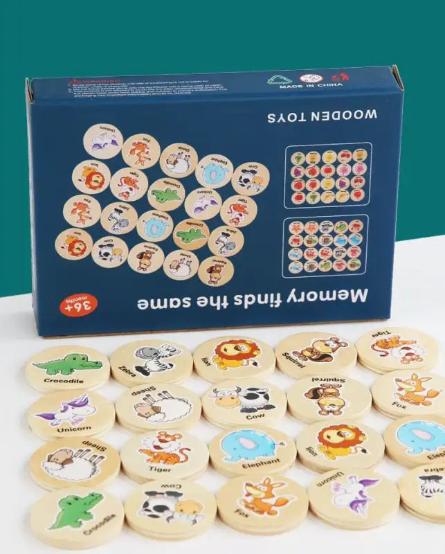 Animal-themed memory matching game.
