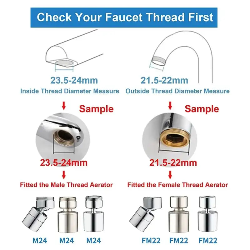 360° Rotary Kitchen Faucet Spray Head Filter washbasin Splash proof Adapter 2 Mode adjustable Kitchen Sink Faucet