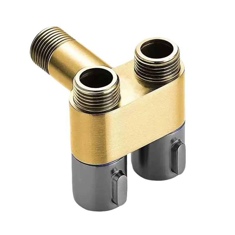Brass and gray water valve.