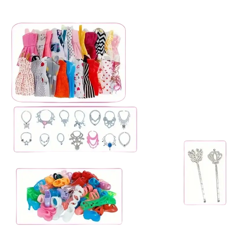 Doll clothes and accessories set.