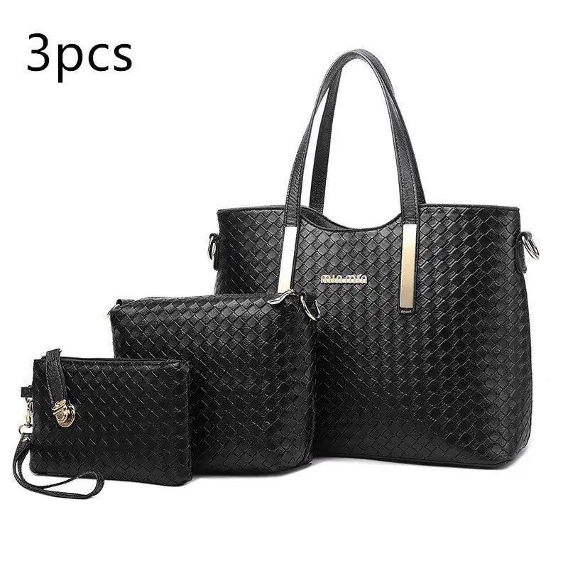 Blossom Chic: Spring Handbags for Stylish Ladies - Black / 3pcs