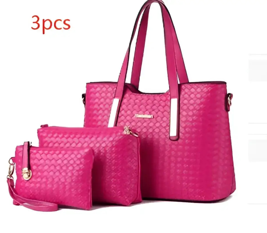 Blossom Chic: Spring Handbags for Stylish Ladies - Hot Pink / 3pcs