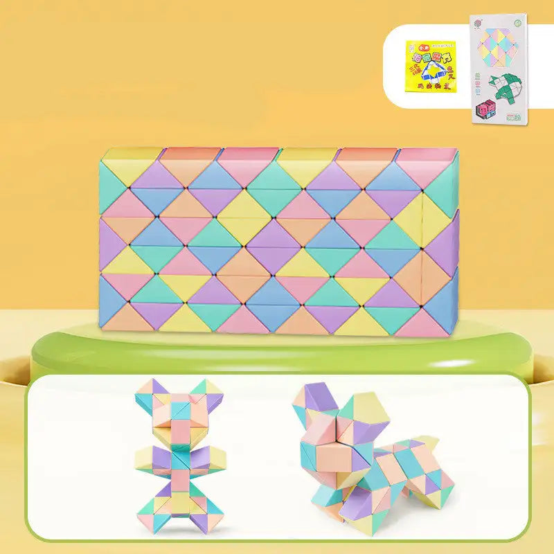 Snake Twist Cube Stress Relief Educational Toys Children Gifts Magic Snake Ruler Puzzle Folding Educational - Macaron