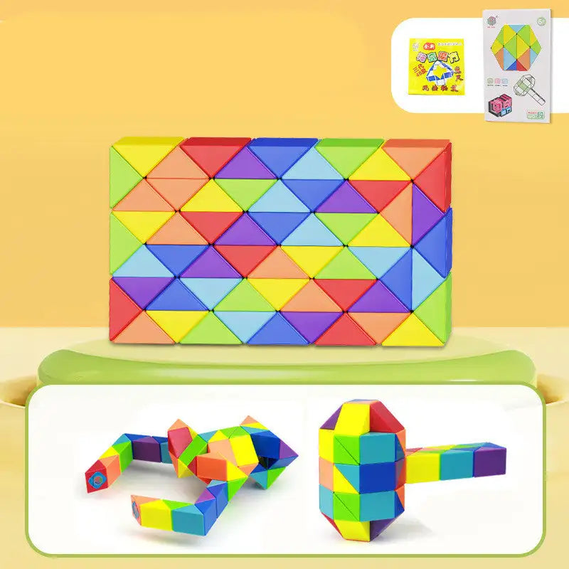 Snake Twist Cube Stress Relief Educational Toys Children Gifts Magic Snake Ruler Puzzle Folding Educational - Rainbow
