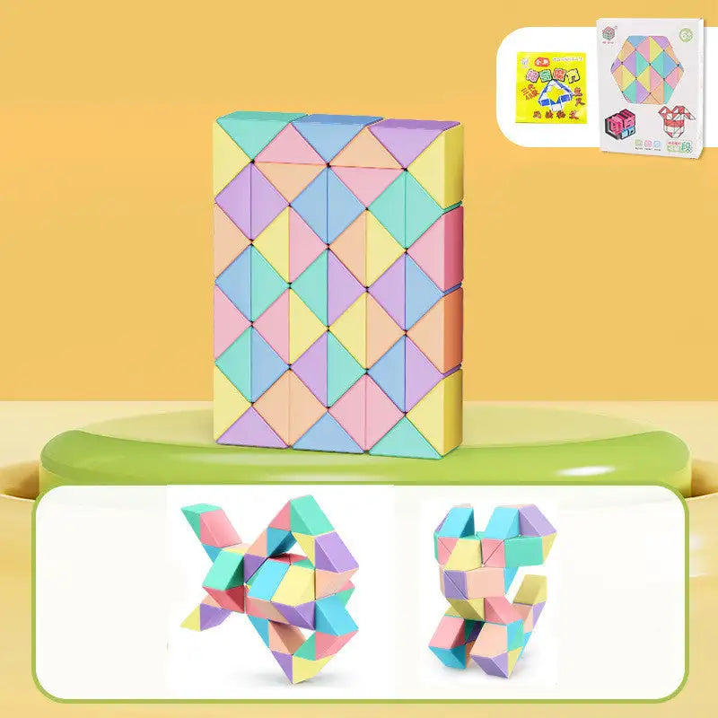 Snake Twist Cube Stress Relief Educational Toys Children Gifts Magic Snake Ruler Puzzle Folding Educational - Macaron