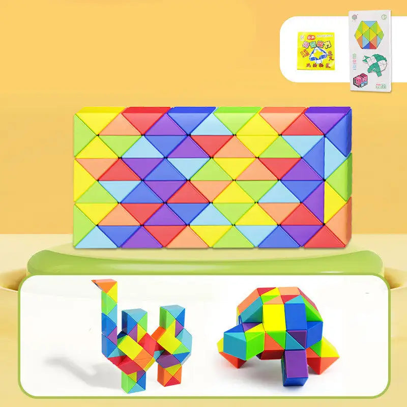 Snake Twist Cube Stress Relief Educational Toys Children Gifts Magic Snake Ruler Puzzle Folding Educational - Rainbow