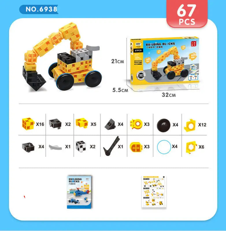 Toys Six-Sided Fight And Insert Intelligence Play Educational Toys For Children - 67 excavators