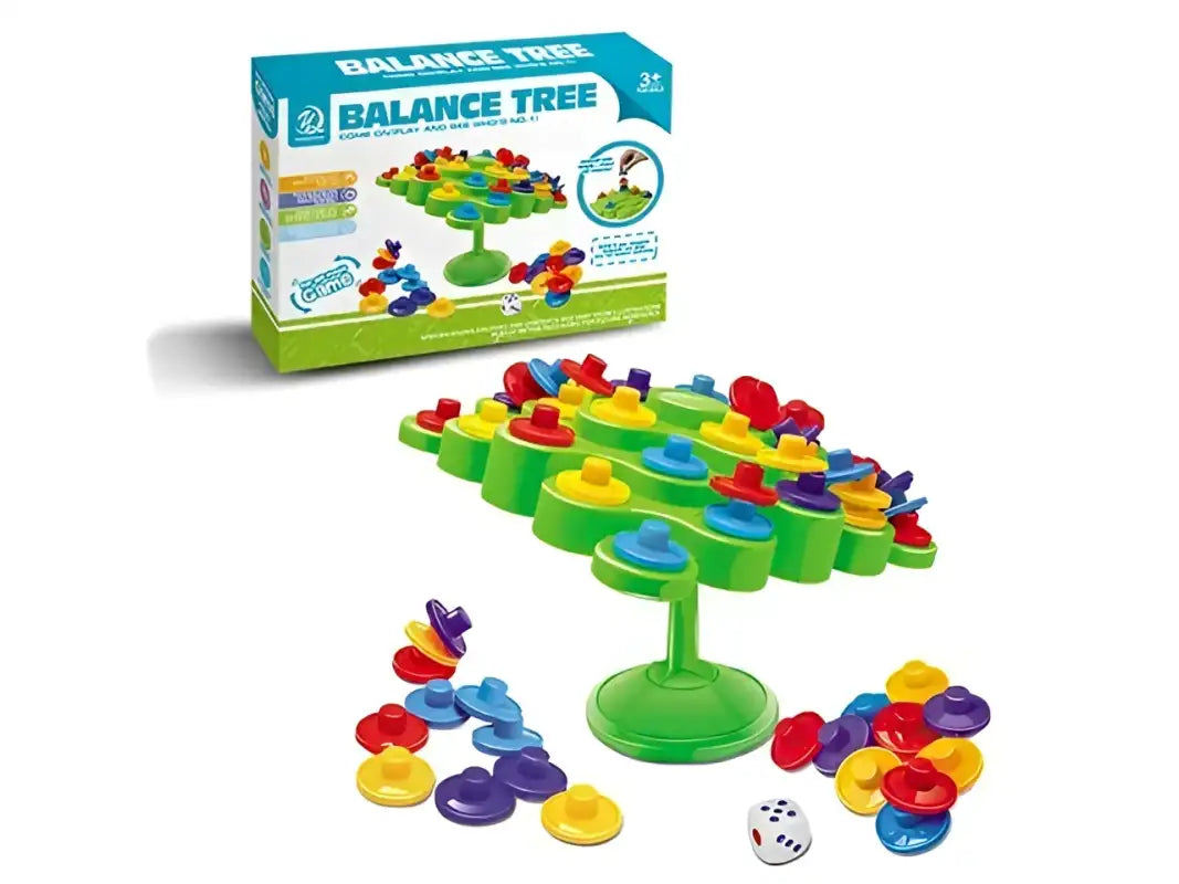 Balance tree game with colorful pieces.