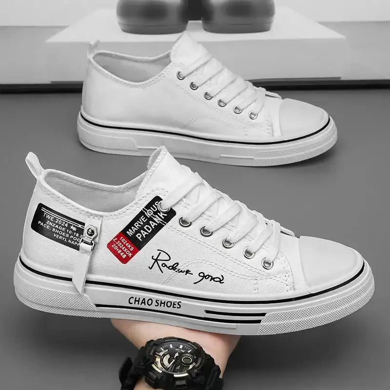 Men’s Canvas Shoe Male Sneakers Breathable Men Sports Black Cloth Shoe Trend Letter Men Low Cut Sneaker Casual Shoes