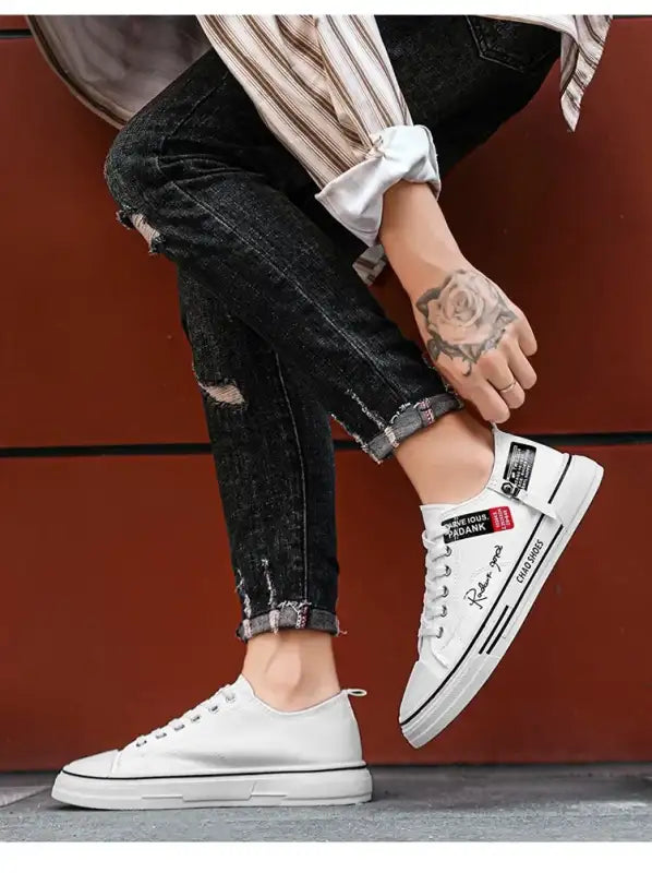 Men’s Canvas Shoe Male Sneakers Breathable Men Sports Black Cloth Shoe Trend Letter Men Low Cut Sneaker Casual Shoes