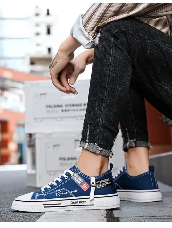 Men’s Canvas Shoe Male Sneakers Breathable Men Sports Black Cloth Shoe Trend Letter Men Low Cut Sneaker Casual Shoes