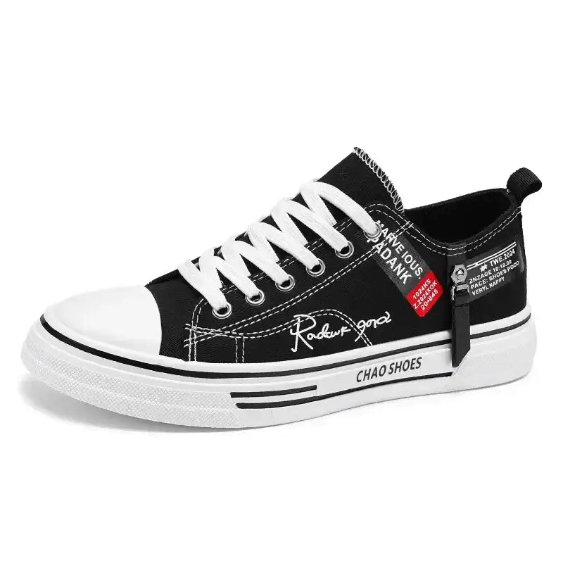 Men’s Canvas Shoe Male Sneakers Breathable Men Sports Black Cloth Shoe Trend Letter Men Low Cut Sneaker Casual Shoes