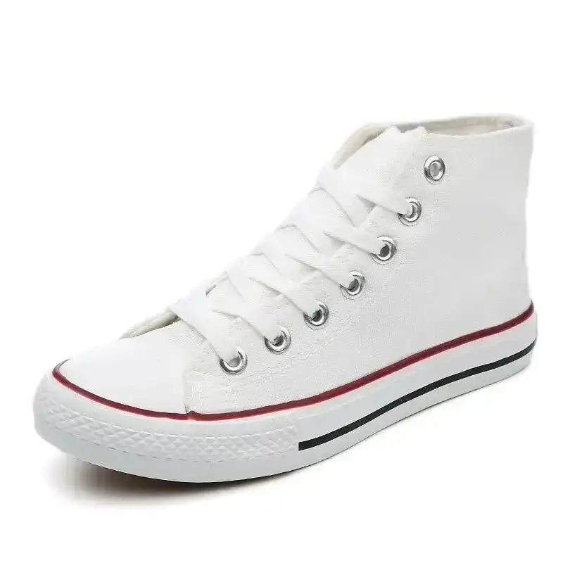 Clearance_1pc Unisex Casual Simple Comfort Breathable Vulcanization Sneakers Lace-Up Canvas Trendy High Top