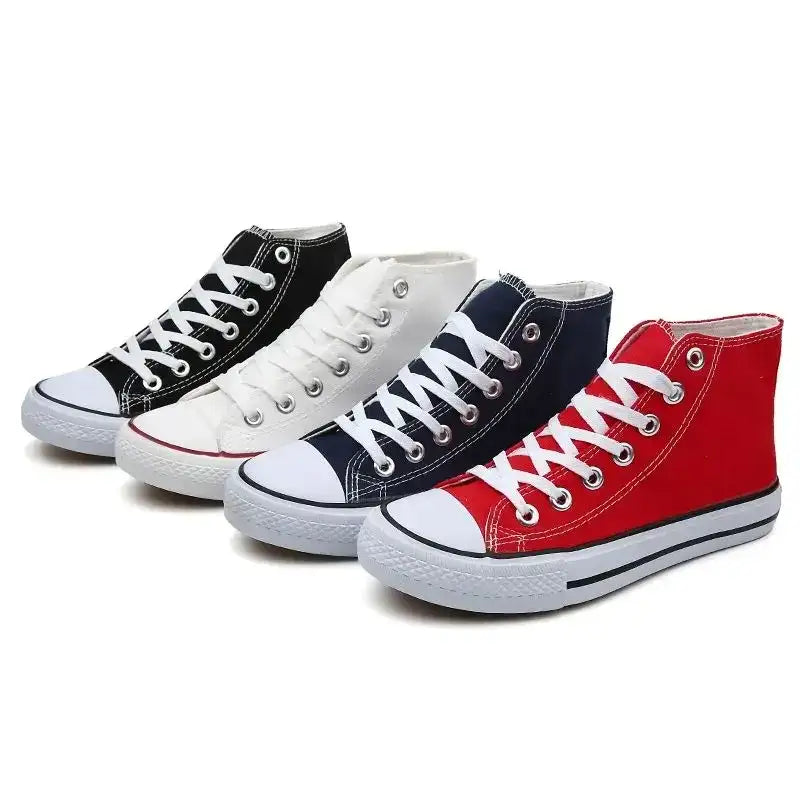 Clearance_1pc Unisex Casual Simple Comfort Breathable Vulcanization Sneakers Lace-Up Canvas Trendy High Top