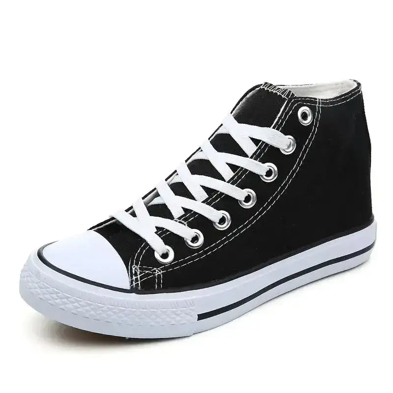 Clearance_1pc Unisex Casual Simple Comfort Breathable Vulcanization Sneakers Lace-Up Canvas Trendy High Top