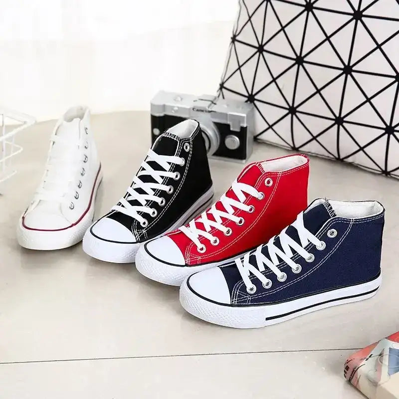 Clearance_1pc Unisex Casual Simple Comfort Breathable Vulcanization Sneakers Lace-Up Canvas Trendy High Top