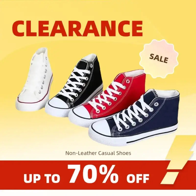 Clearance_1pc Unisex Casual Simple Comfort Breathable Vulcanization Sneakers Lace-Up Canvas Trendy High Top