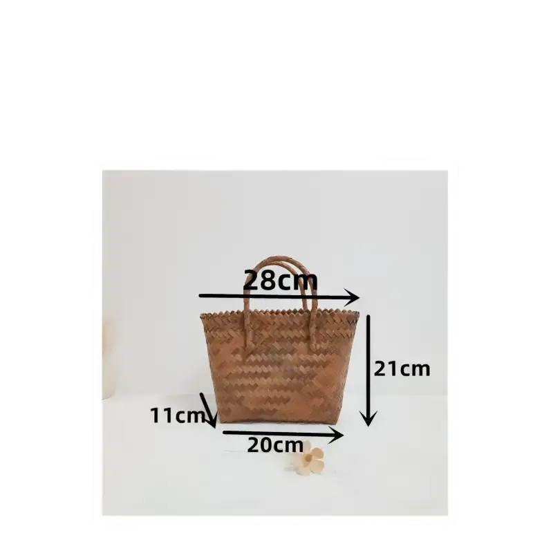 Woven brown tote bag.