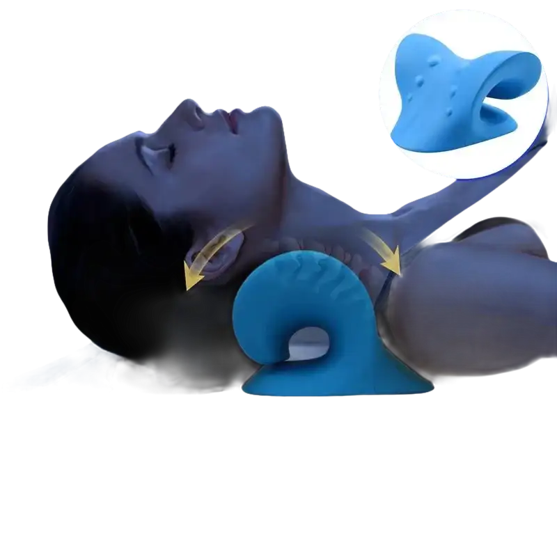 Blue cervical neck pillow.