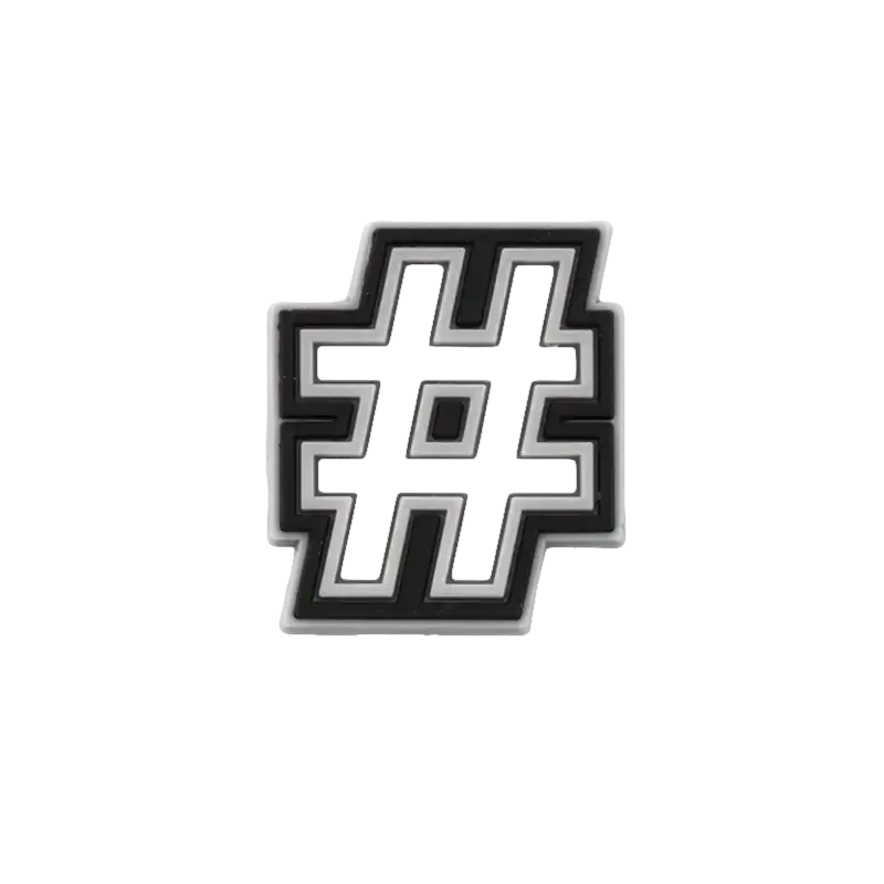 Hashtag symbol with black and white layers.