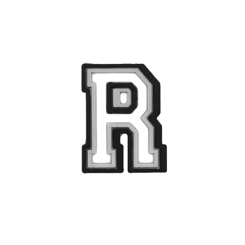 Letter ’R’ charm with layered design.