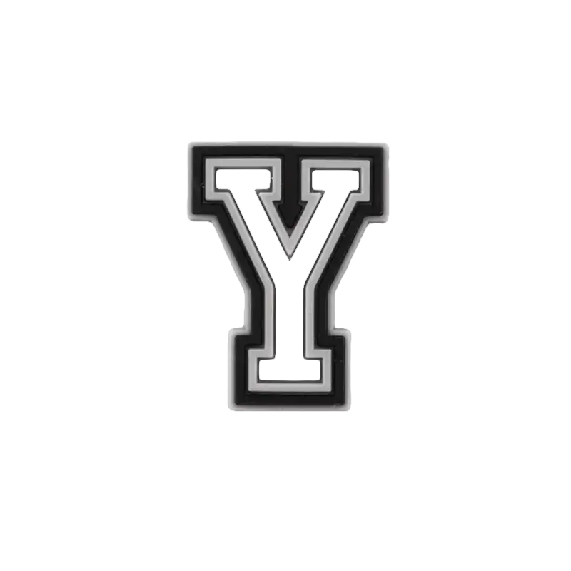 Letter Y with black and gray trim.