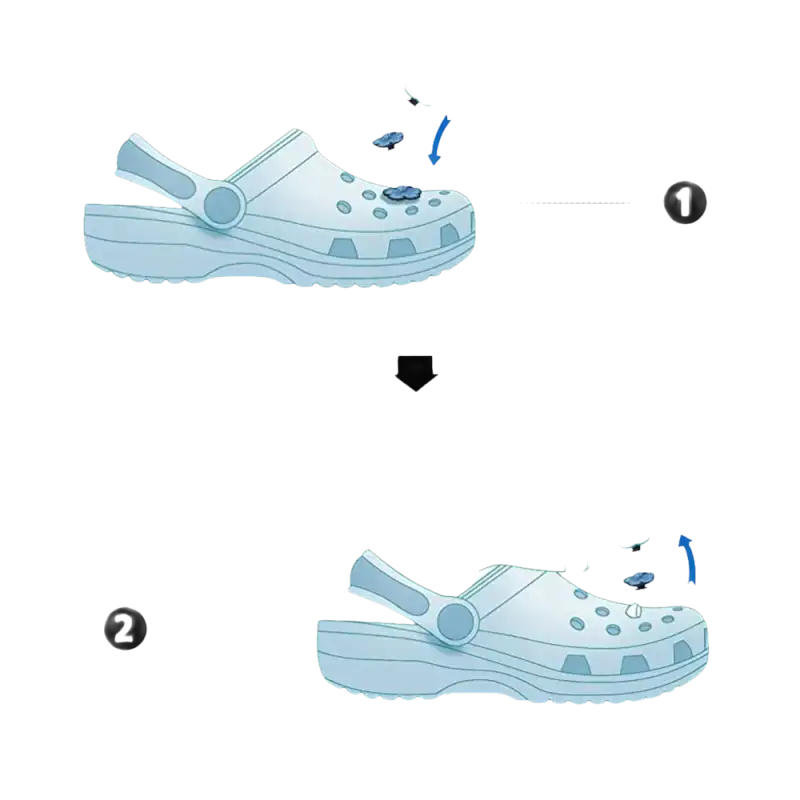 Light blue Crocs instructions.