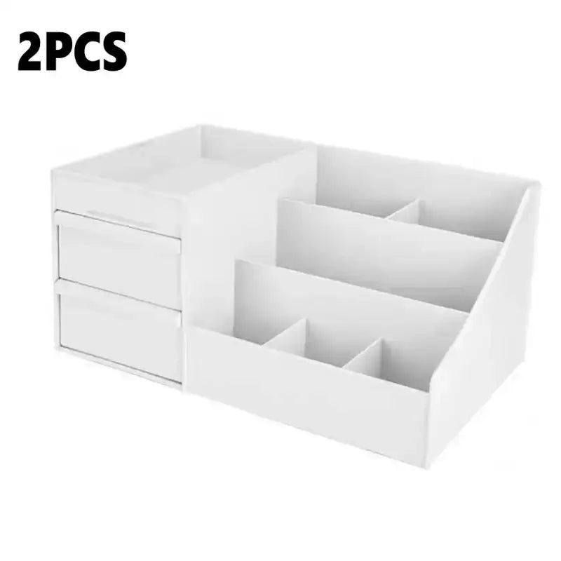 White New Drawer Makeup Storage Box Dormitory Finishing Plastic Shelf Cosmetics Skin Care Dressing Table Desktop - show