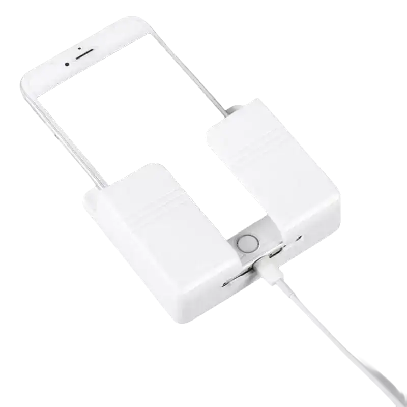White wall mount phone dock charging on Phoneplugbox Wall Mount Wizard punch free wall mount