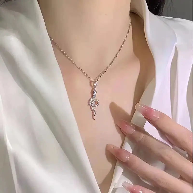 Chilled Serpent Silver Necklace - White Gold Color / 925 Silver
