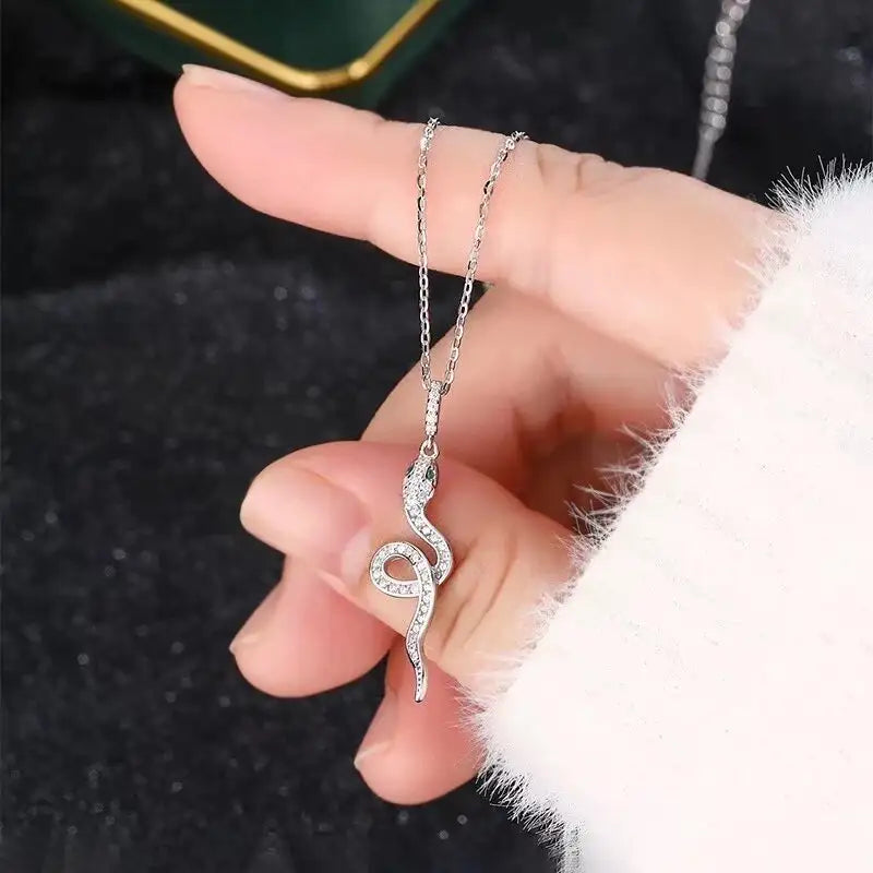 Chilled Serpent Silver Necklace - White Gold Color / 925 Silver