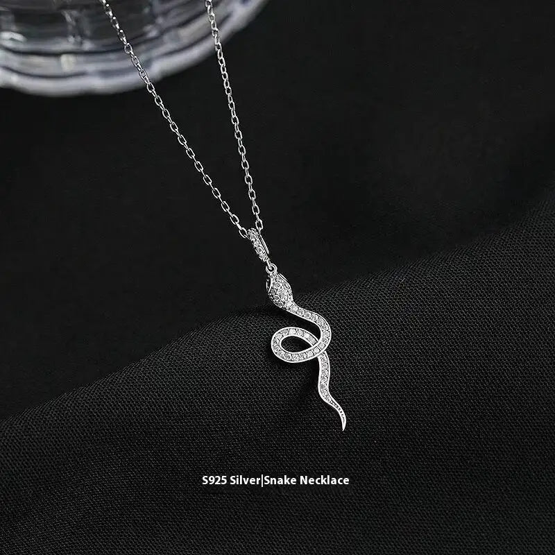 Chilled Serpent Silver Necklace - White Gold Color / 925 Silver