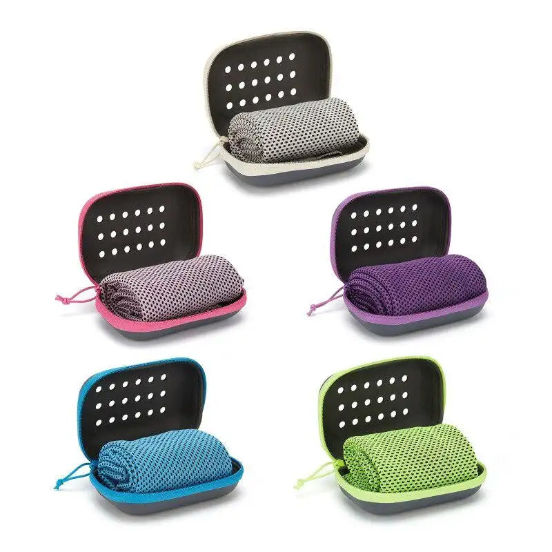 Clearance_Quick Drying Cooling Towel Soft Breathable Chilly Sweat Absorption Cold Towel with Storage Box Sports Running