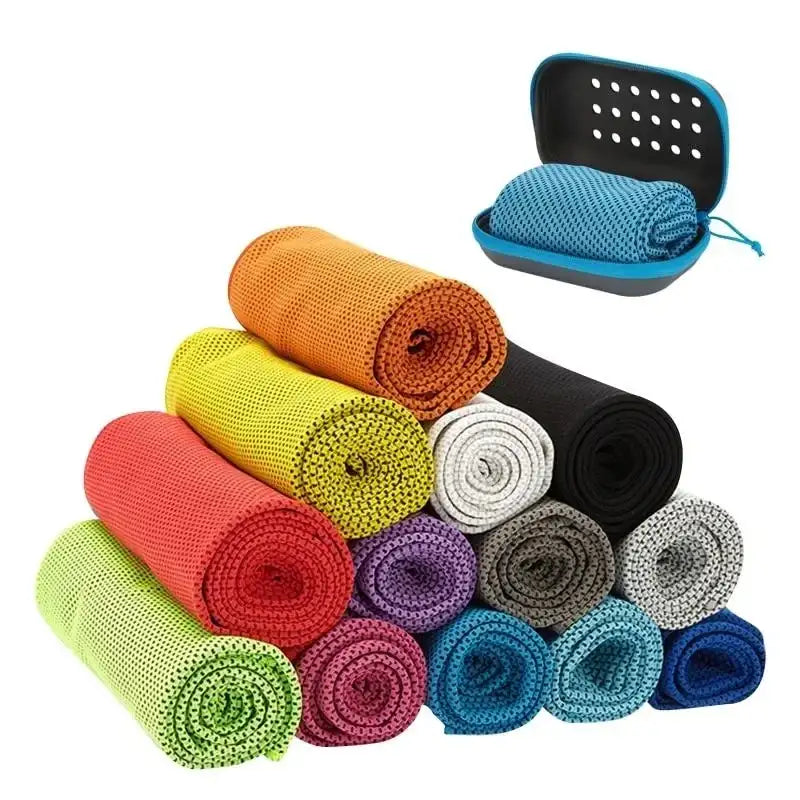 Clearance_Quick Drying Cooling Towel Soft Breathable Chilly Sweat Absorption Cold Towel with Storage Box Sports Running