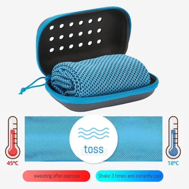 Clearance_Quick Drying Cooling Towel Soft Breathable Chilly Sweat Absorption Cold Towel with Storage Box Sports Running