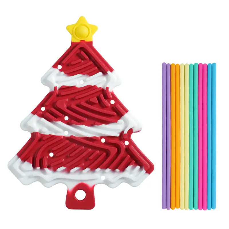 Christmas Tree Decompression Plate Space Sensory Children’s Educational Toys - Red White Color Matching