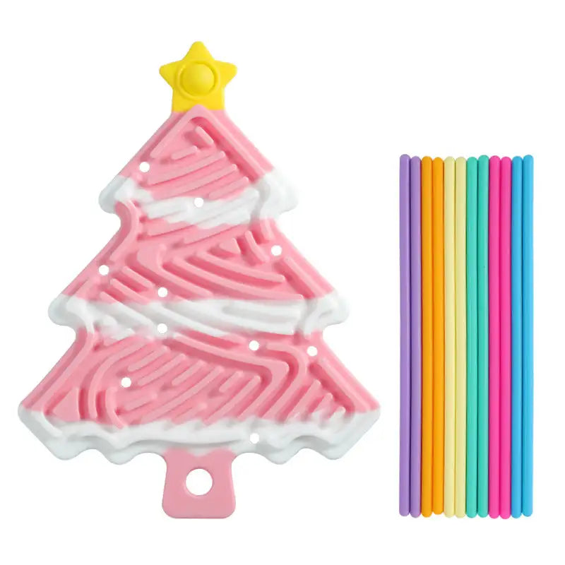 Christmas Tree Decompression Plate Space Sensory Children’s Educational Toys - Pink White Color Matching