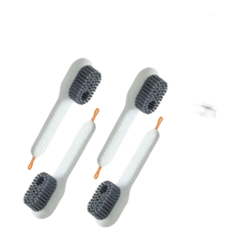 Four white cleaning brushes.