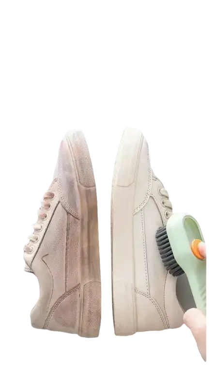 Before-and-after shoe cleaning.